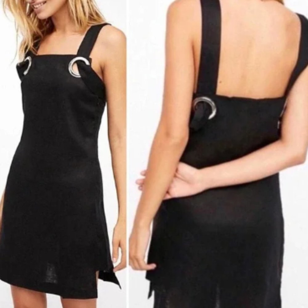Style Mafia x Free People Black Linen Shift Dress Size S